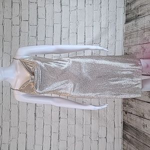Victoria's Secret Dream Angels Sliver Foil Cowl Neck Sleeveless Slip Dress M